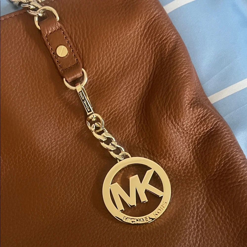 Michael Kors Tan Leather Tote with Gold Accents - Picture 2 of 7